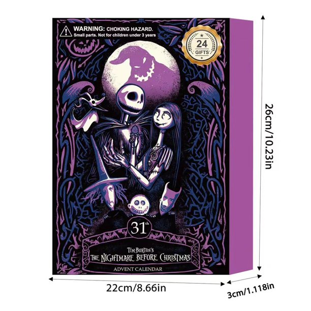 Navidad Adviento nuevo calendario de cuenta regresiva de Halloween caja ciega atmósfera fantasma Navidad gótica regalo de 24 piezas caja del día de Adviento