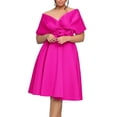 thumbnail image 1 of B91xZ Sun Dresses for Women 2024 Robe Midi Décontractée à Manches Courtes Col Rond Taille Élastique Smockée, Rose Vif L, 1 of 4
