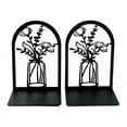 thumbnail image 5 of Bookshelf Book Ends Hollow Flower Carved Pattern Vase Bookends L-Shaped Design Anti-Slip Book Holder, 5 of 8