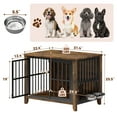 thumbnail image 5 of GIKPAL Dog Crate Furniture with 2 Adjustable Dog Bowls, Dog Kennel Indoor with Lockable Doors, 32" Pet Carrier House for Medium, Brown, 5 of 7