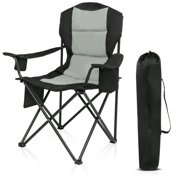 Ktaxon Portable Folding Camping Chair with Cooler, Cup Holder & Pockets, 400Lbs Heavy Duty Chair with Bag, Padded for Adults, Ideal for Lawns & Outdoors