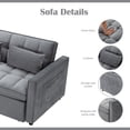thumbnail image 4 of Gewnee 55'' Modern Convertible Velvet Sofa Bed with Pull-Out Twin Bed, Adjustable Backrest for Living Room, Office (Dark Gray), 4 of 11