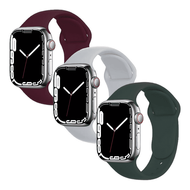 Kit de 3 correas para apple Watch compatible con 41mm/40mm/38mm de silicón. Longitud S/M Mamá Pulpo Paquete silicón