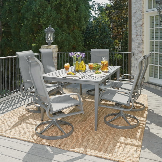 Daytona 7 Pc. Rectangular Outdoor Dining Table & 6 Swivel Rocking