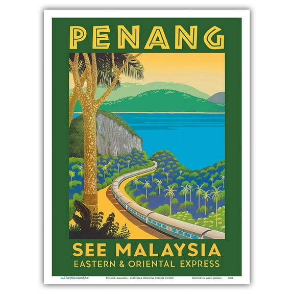 Penang Malaysia - Eastern & Oriental Express - Vintage Railroad Travel Poster c.1950s - Master Art Print (Unframed) 9in x 12in