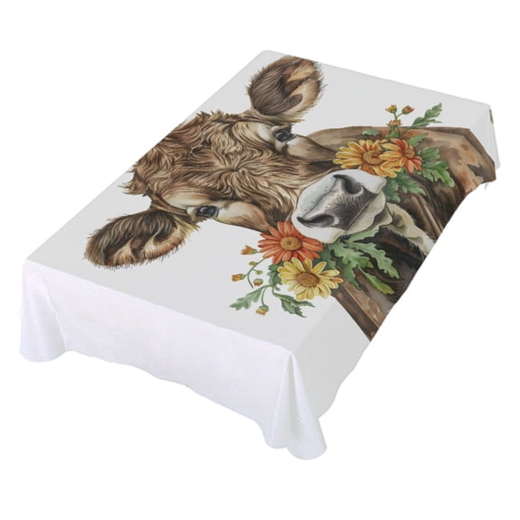 JSTEL Watercolor Cows Table Cloth Rectangle 60 x 90 Inch Tablecloth Anti Wrinkle Table Cover for Dining Kitchen Parties