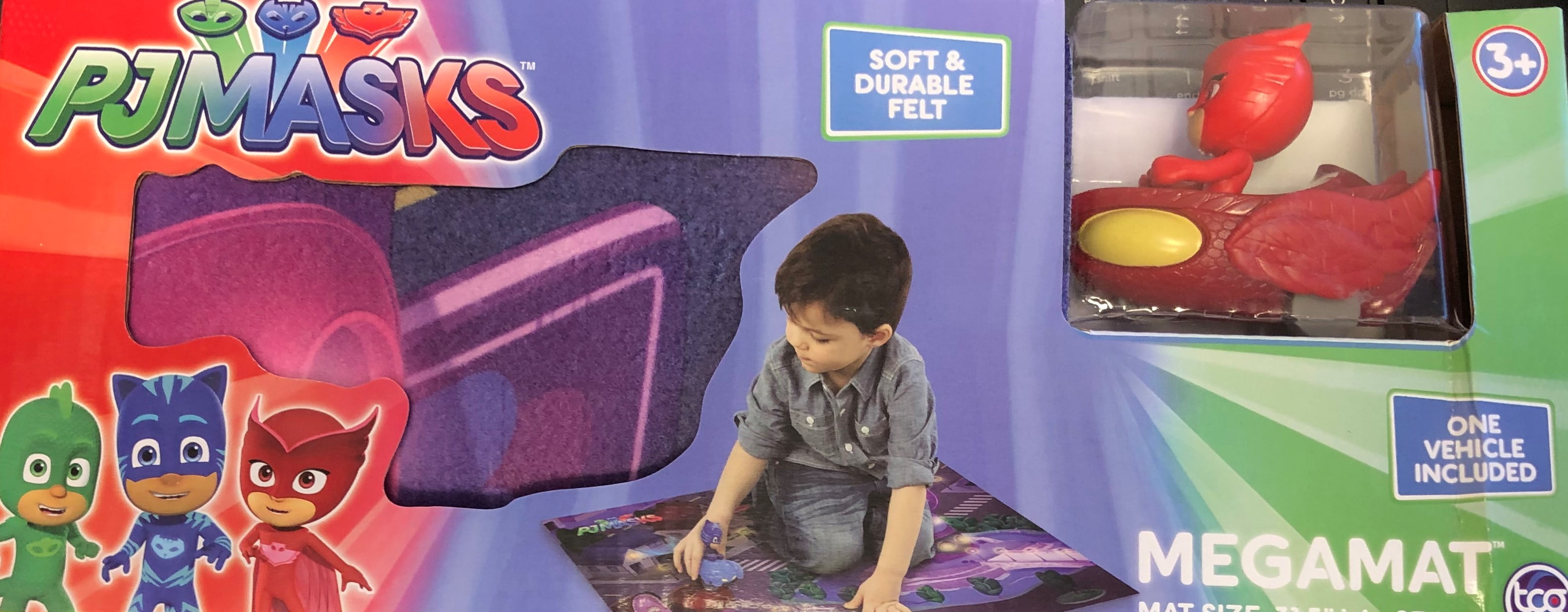 PJ Masks Kids Megamat Felt Play Mat and Vehicle