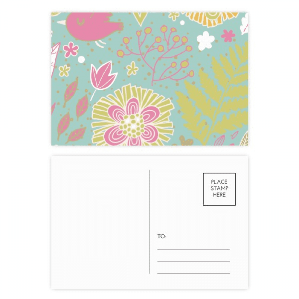green flower paint postcard set birthday mailing thanks greeting card