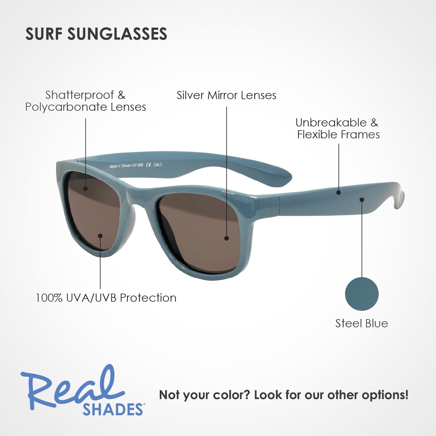 Real Shades Kids Surf Unbreakable UV Protection Iconic Sunglasses