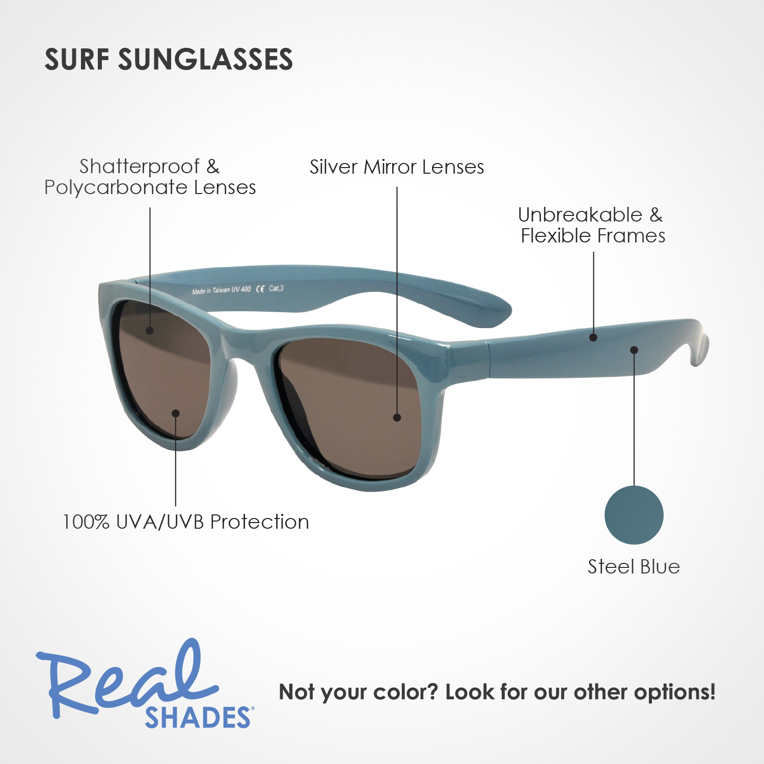 Real Shades Kids Surf Unbreakable UV Protection Iconic Sunglasses - image 5 of 14