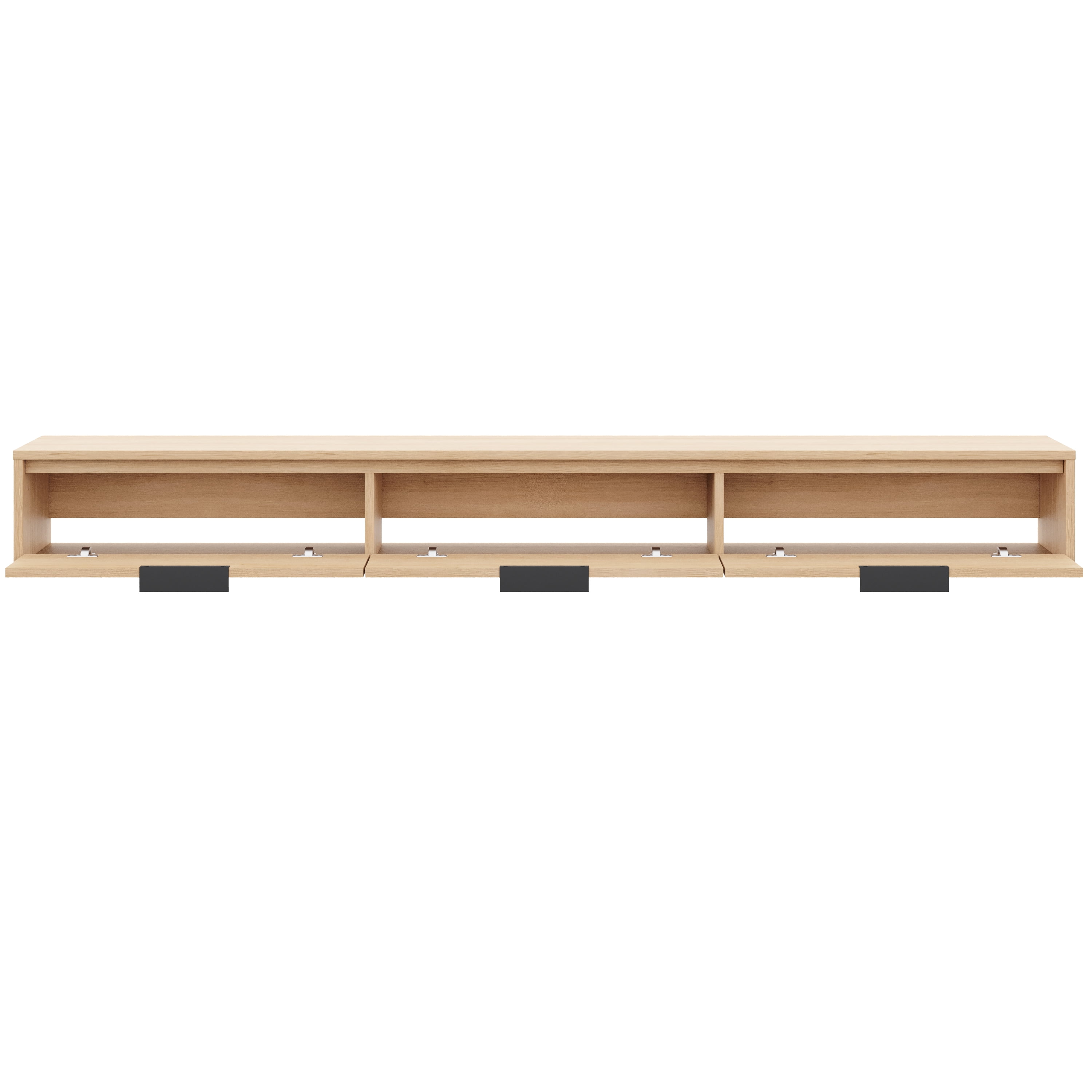 Nexera Slim 72" Wall-Mounted 3 Door TV Stand with 3 Cabinets, Natural Blonde Oak