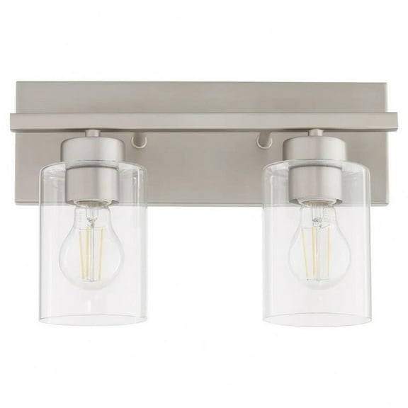2 Light Bath Vanity-9.5 inches Tall and 14 inches Wide-Satin Nickel Finish Bailey Street Home 183-Bel-5055233