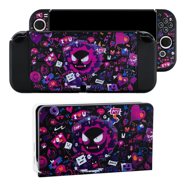 Estuche protector para Nintendo Switch Estuche protector transparente con traje de fantasma morado Estuche blando Caja de almacenamiento para NS