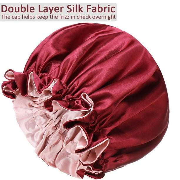 Silk Bonnet for Natural Hair Bonnets for Black Women, Satin Bonnet for Long Hair  Cap for Sleeping, Large Silk Hair Wrap for Curly Hair Bonnet for Sleeping 