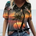 thumbnail image 2 of ZQGJB Hawaiian Shirts for Women Trendy Summer Tropical Palm Tree Graphic Short Sleeev Casual V Neck Tee Shirt Top Loose Baggy Tshirt Blouse Z05-Gray M, 2 of 5