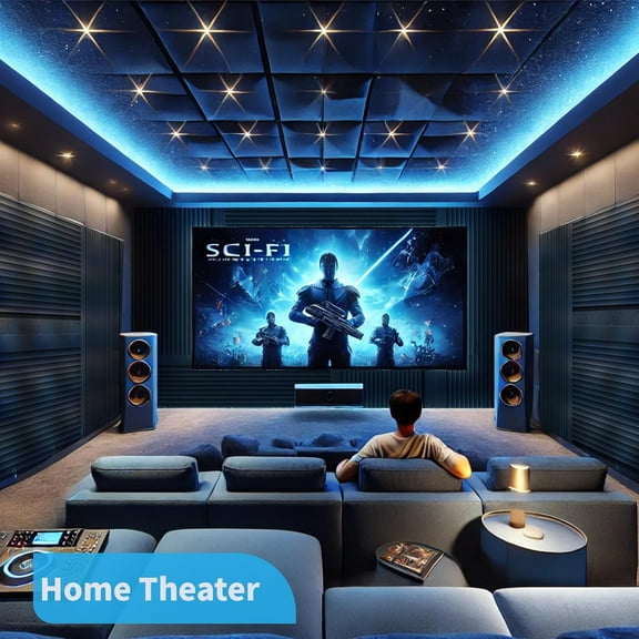 4-Pack High-Density Acoustic Foam Panels, 48x24x2" Wedge Design for Soundproofing Home Studio Office