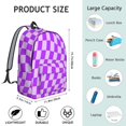 thumbnail image 5 of Purple Wavy Checkered Pattern Backpack for School, Cute School Bag with Adjustable Shoulder Straps and Padded Back, 15.7"x11.8"x5.5", 5 of 5