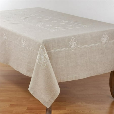 

SARO 1681.N69140B 69 x 140 in. Rectangle Elegant Tablecloth with Embroidered Fleur-de-Lis Design - Natural
