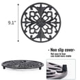 thumbnail image 3 of Sungmor Cast Iron Trivet with Intricate Floral Design,Dia-9.2 Inch Heat-Resistant Pot Holder for Kitchen Counter Protection and Dining- Round Decorative Metal Pot Plate Holder,Black Finish, 3 of 9