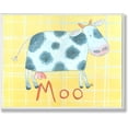 thumbnail image 1 of The Kids Room by Stupell Moo Cow on Yellow Plaid Backgrouund Rectangle Wall Plaque, 1 of 1