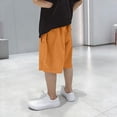 thumbnail image 4 of Maqroz Boys Nylon Shorts Elastic Waist Wide Leg Short Pants Causal Loose Solid Color Bottoms Outdoor Knee Length Sport Summer Active Wear with Pockets, Size 12-13 Years, 4 of 6