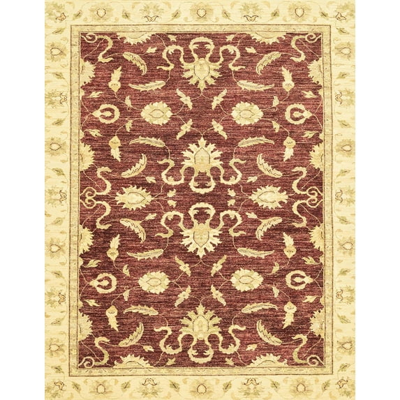Ahgly Company Indoor Rectangle Abstract Mustard Yellow Oriental Area Rugs, 6' x 9'