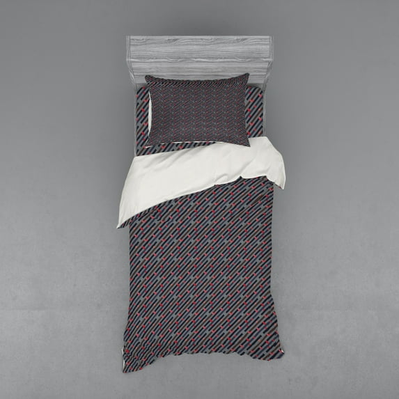 Ambesonne Geometric Bedding Set 3 Pcs, Stripy and Hipster, Twin, Multicolor