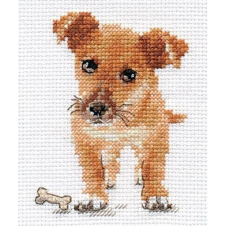 UPC: 4610009342993 | Counted Cross-Stitch Kit Puppy 0-168 by Alisa Brown Dog Needlework Easy Brown Animal