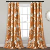 Lush Decor Botanical Garden Room Darkening 84" x 52" Floral Orange 100% Polyester 3" Rod Pocket Pair Window Panel