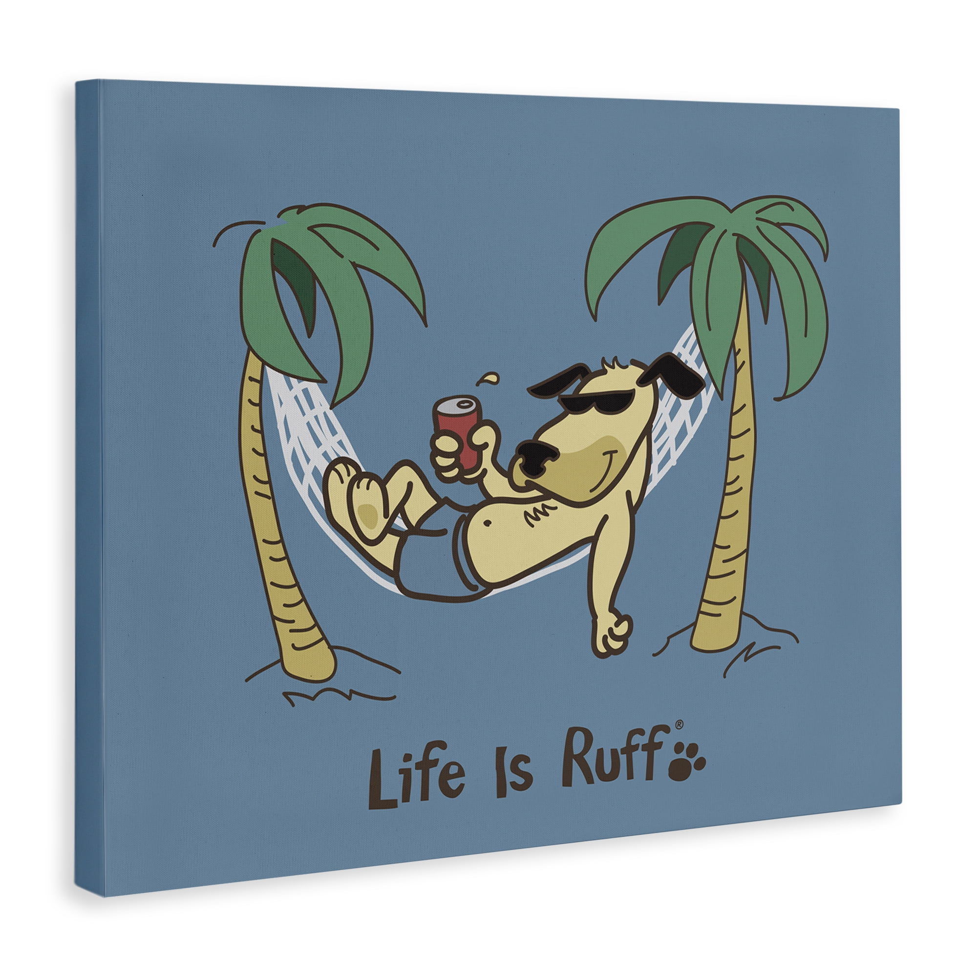 Stupell Industries Tropical Dog on Hammock Animals Painting Wrapped Canvas Art Print Wall Art, 48 x 36