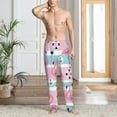 thumbnail image 5 of Uemuo Pink Striped Flamingo Pattern Men's Wide Leg Palazzo Lounge Pants with Pockets Light Weight Loose Comfy Casual Pajama Pants-Medium, 5 of 9