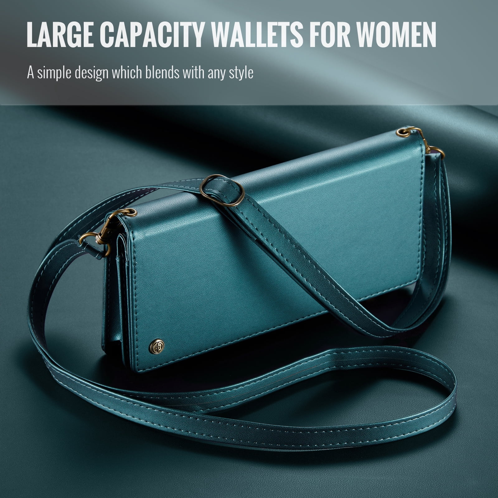 ELEHOLD Phone Bag Wallets for Women Girls,Luxury PU Leather Wallet Bag Crossbody Handbag with Phone Pocket Zipper Pocket Large Capacity Credit Card Holders Wriststrap Shoulder Strap,Green