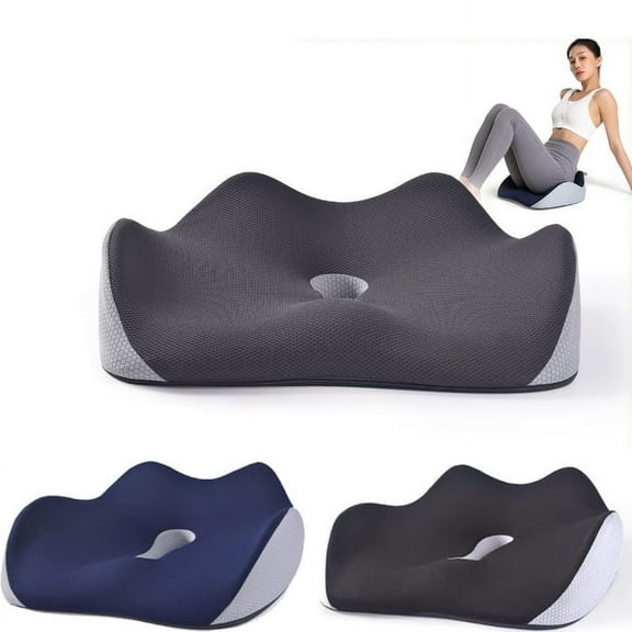 Memory Foam Sit Bone Relief Seat Cushion for Butt Lower Back Hamstrings Hips Ischial Tuberosity Reduce Fatigue