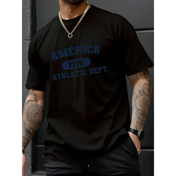 Men's Alphabets Sports Crew Neck Casual Sport T-shirt