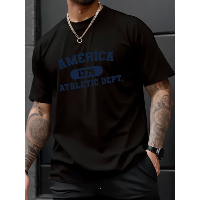 Men's Alphabets Sports Crew Neck Casual Sport T-shirt