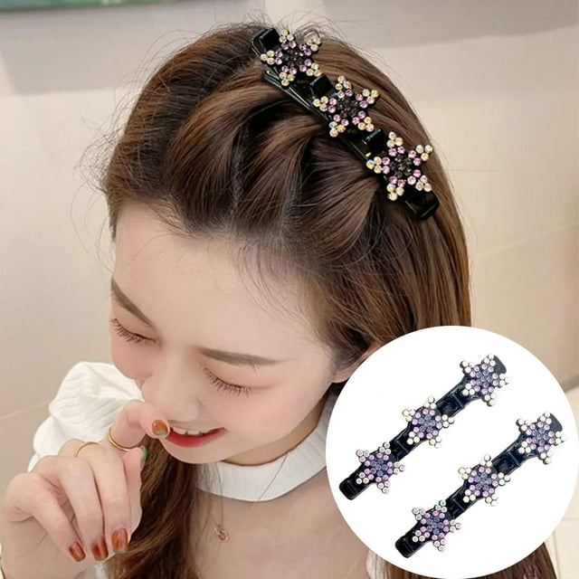 Xihbxyly Pinza para El Cabello con Flores, Elegante Broche de Acrílico con Diamantes de Imitación, Versátil Pinza Lateral para Flequillo, Fácil de Usar para Un Peinado Rápido, Perfecta para Fiestas,