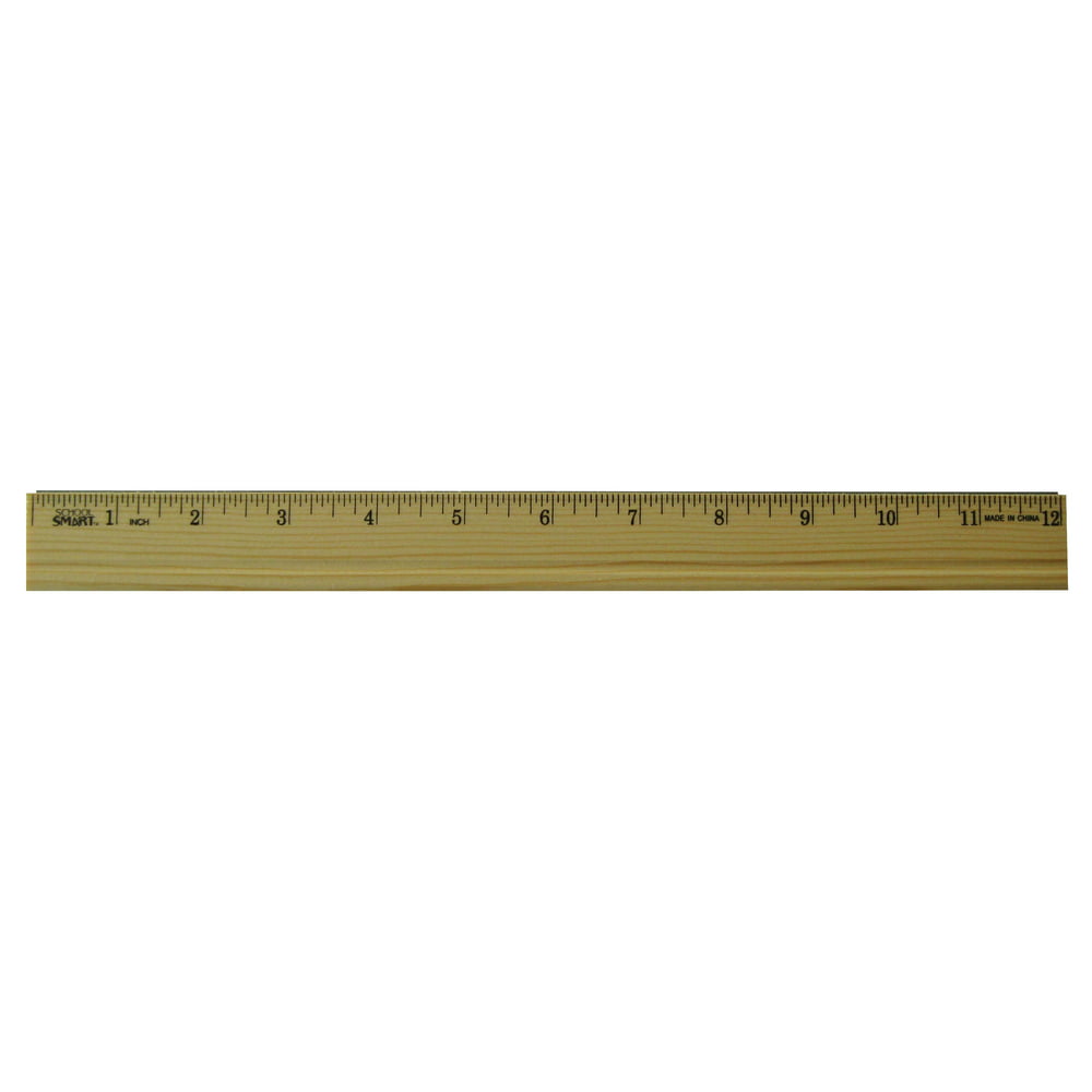 School Smart Inches Single Bevel Wood/Metal Edge Ruler, 12 L x 1-1/8 W ...