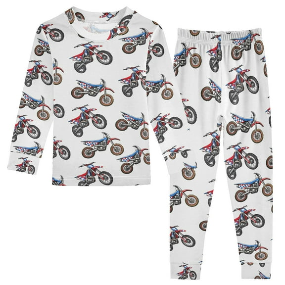 joogoo Mountain Bikes 2 Piece Long Sleeve Tee and Pants Cotton Pajama Set 5Y