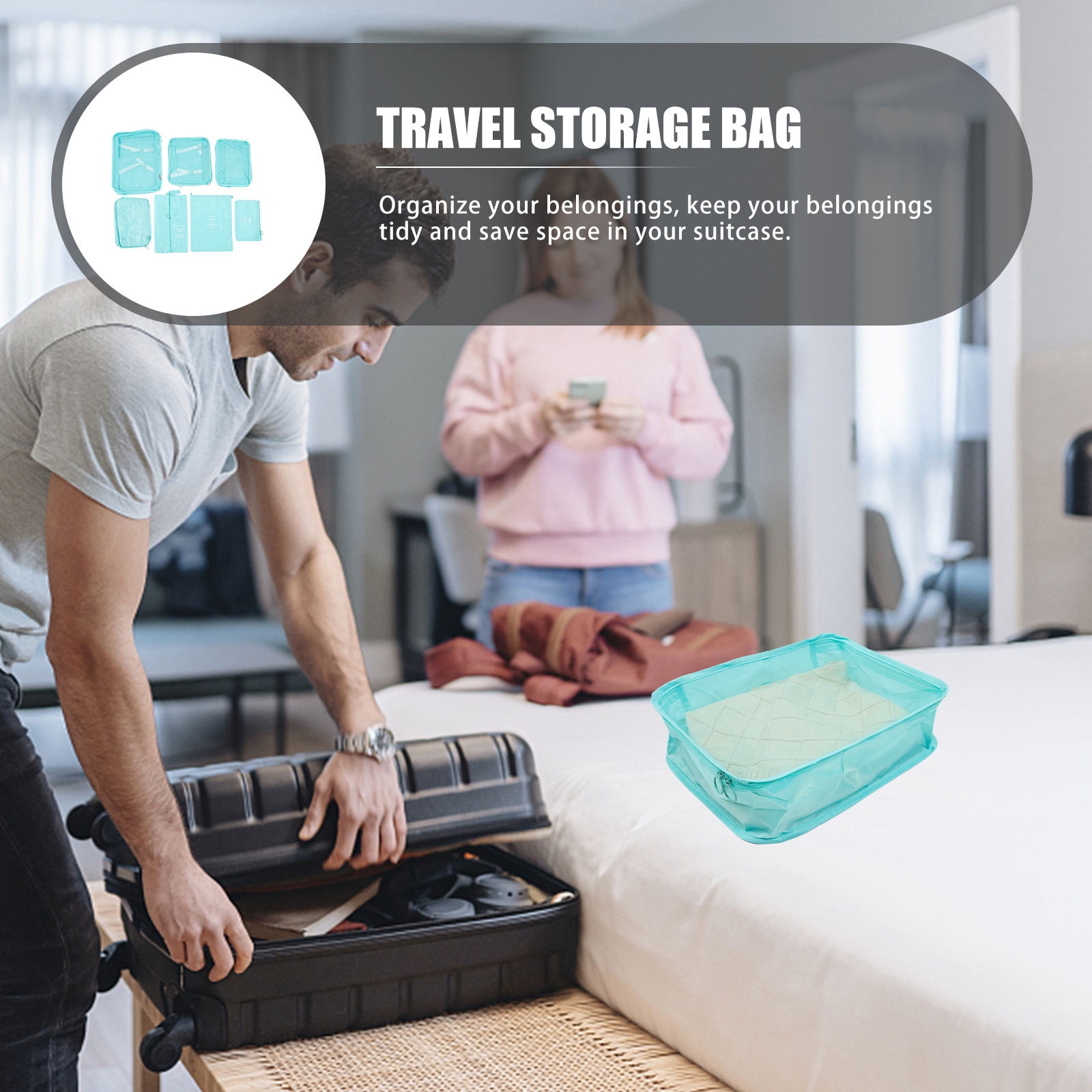 WHAMVOX Clothing Laundry Bag Storage Bag Packing Cubes 41X32.5X11CM Sky-blue