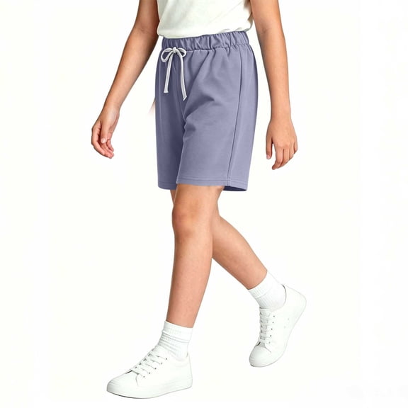 ZACPNCV Teen Boys Girls French Terry Shorts Elastic Waist Casual Sweat Shorts Summer Solid Athletic Lounge Bottoms for Kids Youth