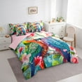 thumbnail image 3 of Manfei Boys Girls Cartoon Parrots Bedding Comforter Set 7 Pieces,Chic Floral Flower Full Bedding Set Lightweight,Happy Valentine's Day Fitted Sheet Flat Sheet,Breathable Home Decor,Reversible, 3 of 8