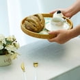 thumbnail image 6 of Round Rattan Serving Tray with Natural Shell Inlay for Dining, Kitchen, Cafe, Party, Bathroom, and Home Decor, 6 of 9
