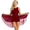thumbnail image 2 of DPOIS Lyrical Dance Costumes for Women High-Low Ballet Dance Gymnastics Leotard Dress Wine Red XXL, 2 of 7