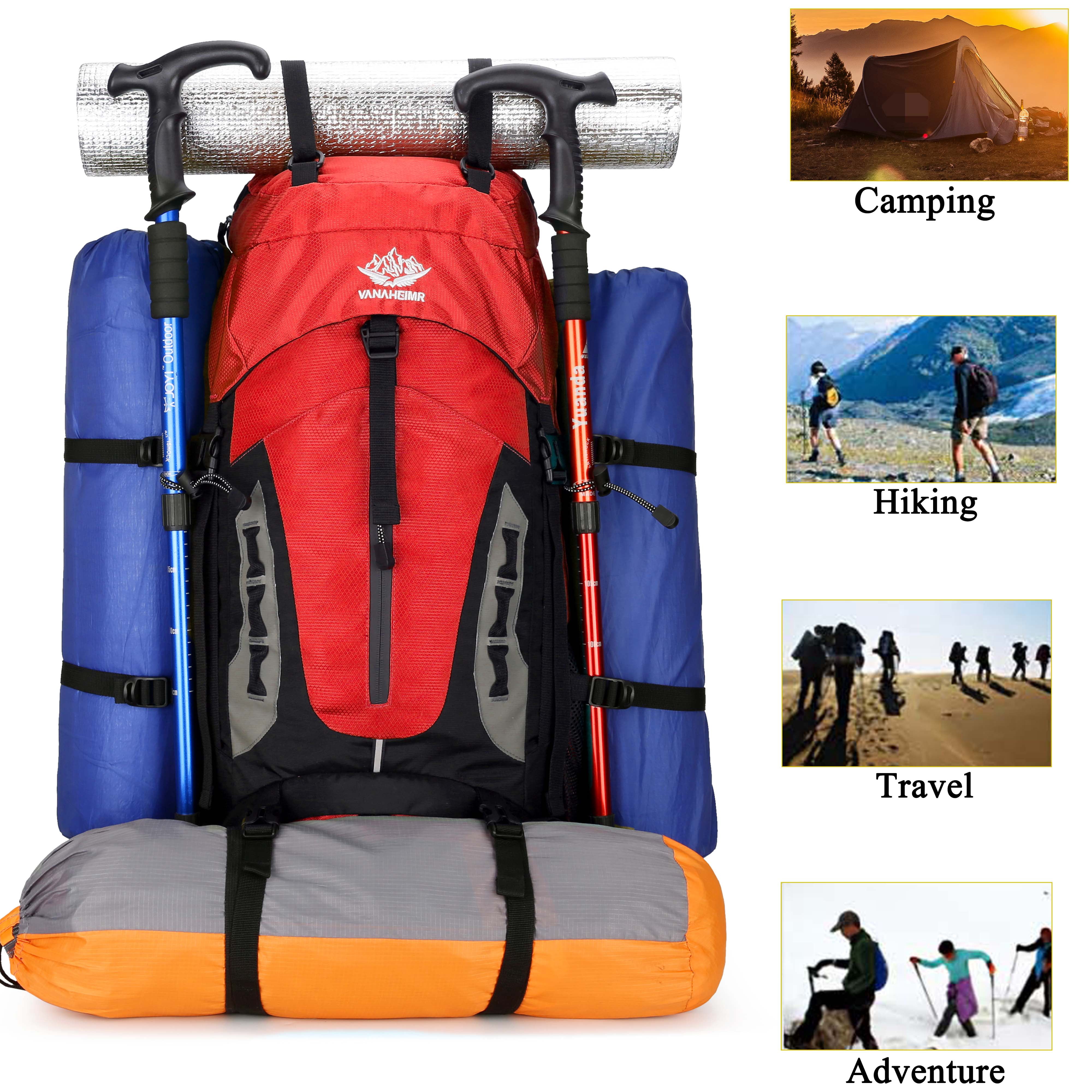 60L Travel Hiking Camping Backpack with Rain Cover,Backpack Water Resistant,Traveling Backpack for Men Women