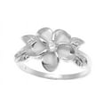 thumbnail image 2 of Sterling silver 925 Hawaiian 12mm plumeria flower cz 4 maile leaf ring rhodium plated size 4, 2 of 4