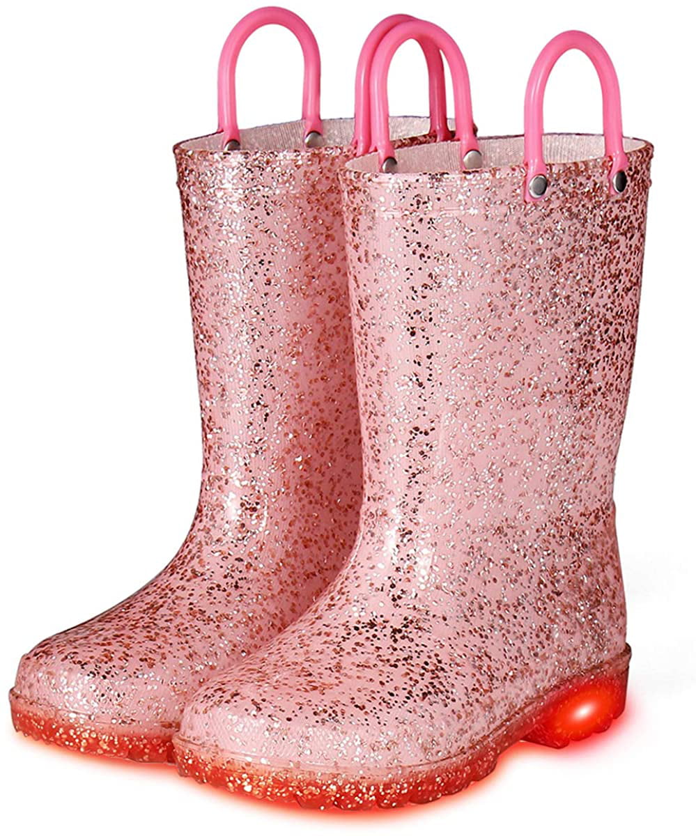 MO MOKER Toddler Little Kid Big Kid Soft Rubber Rain Boots Anti-Slip Rain Shoes Fun Colors and Designs,Green,28