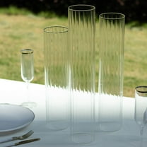 BalsaCircle 3 Clear Ribbed Candelabra Candle Holder Glass Shades Wedding Party Decorations