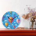 thumbnail image 5 of Colorful Hot Air Balloon Clouds Cute Round Wall Clock Silent Analog Battery Operated Gold Pointer Home Decor 9.84" Diameter, 5 of 11