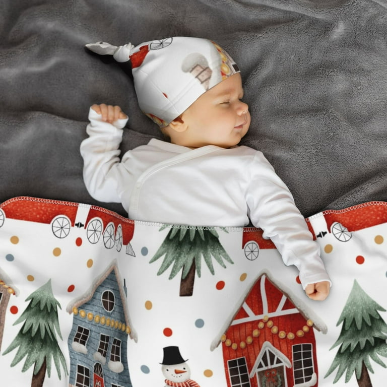 Sigee Christmas Houses for Baby Beanie Hat Headband Swaddle Blanket Set Baby Girl Boy Baby Blankets Walmart
