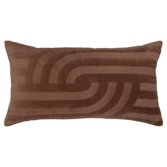 Rizzy Home Brown 14"X26" Abstract EmbroideRed Poly Filled Throw Pillow